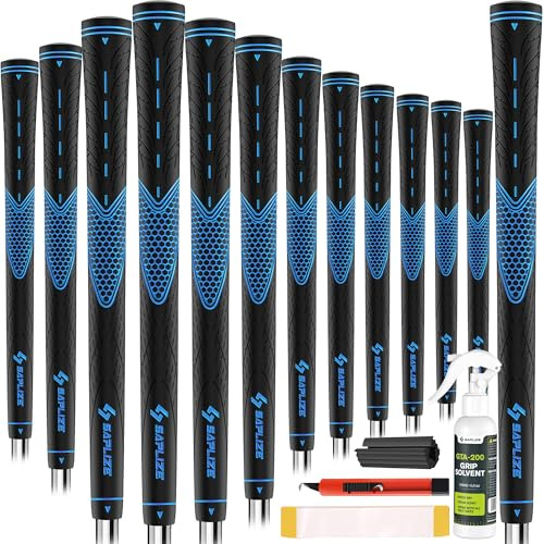 SAPLIZE G30 - Set di impugnature da golf classiche, con grande valore, impugnature per mazze da golf in gomma antiscivolo ad alte prestazioni, per uomini e donne, blu, oversize, con kit completo
