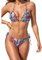 Holipick Zweiteiliges Triangel-Bikini-Set für Damen, String-Badeanzug, Neckholder-Top mit seitlicher Bindung, Bikinihose, Mehrfarbiges Blumenmuster, Large