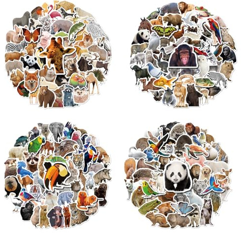 Bojueshaw 200pcs Waterproof Wildlife Animal Stickers, Realistic Animal Stickers for Teachers, Kids, Students, Water Bottle, Laptop, Scrapbook