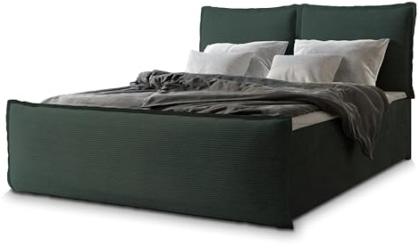 Masseno Boxspringbett Monta 140x200 cm Komplett-Set mit Matratze und Topper, Polsterbett mit Zwei Bettkästen -Grün, Lincoln 39