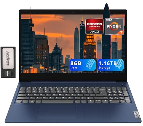 Lenovo IdeaPad 5 15.6 FHD Laptop, AMD Ryzen 7 5825U Processor, 8GB RAM, 1.16TB Storage(1TB SSD+160GB Docking Station Set), AMD Radeon Graphics, Number Pad, Backlit Keyboard, Windows 11, Abyss Blue