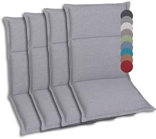 GO-DE Textil - Bequeme und attraktive Polsterauflagen für Hochlehner-, Mittellehner- und Niederlehner-Gartenstühle (4er-Set, Uni Grau, Mittellehner)