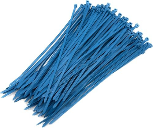 Boltza® Bridas de metal detectables - Azul claro, varios tamaños - Paquete de 100 - Seguro para alimentos, cumple con HACCP (200 x 3,6 mm)