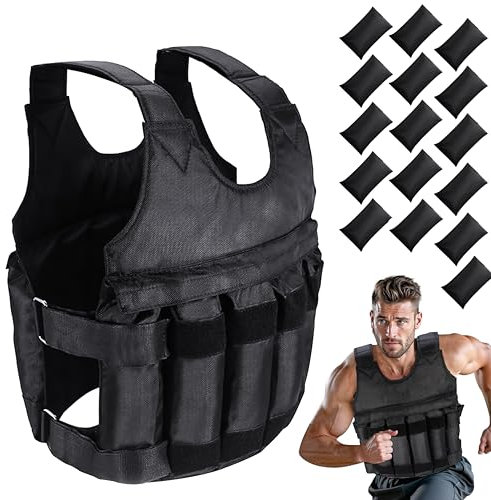 Weighted Vest 5Kg/10Kg/20Kg - Weighted Vest for Women & Men - Weight Vests - Body Weighted Jacket for Boxing, Cardio, Strength And Training - Durable Weighted Running Vest with Ironsand (20KG)