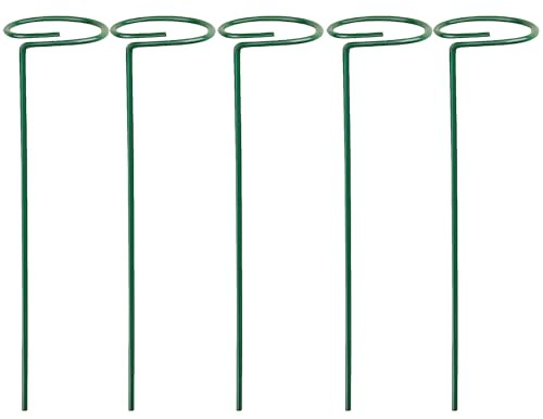 50 Stück Pflanzenstütze mit Blumenring 60cm hoch Ring Ø6,5cm 4mm Draht Grün