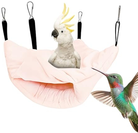 CGACCSD Heating Hammock for Birds, Double Layer Cage Bird Hammock, Cage Accessories for Parakeet Nesting Hiding Feeder Perch Rest Aviarium Indoor Outdoor
