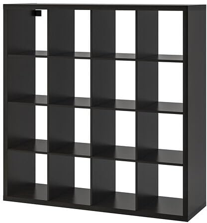 ProTuning KALLAX Regal Raumteiler Lagerregal Wandmontage oder freistehend Wohnzimmer Quadratisches Gitter Bücherregal Personalisiert mit Einsätzen 147x147cm Schwarz-Braun