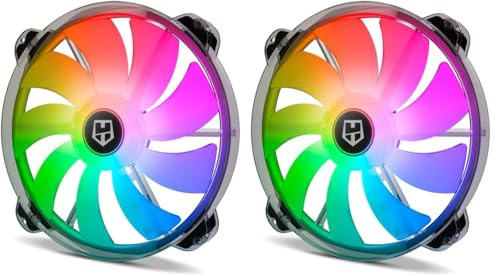 NOX XTREME PRODUCTS Hummer X200 – Ventilador caja PC 200 mm ARGB, 9 aspas traslúcidas, diseño silencioso, rodamientos hidráulicos, soporte goma, negro (Paquete de 2)