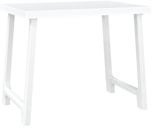 Table de Camping Blanc en PP Aspect Bois 79x56x64 cm Stable avec Trou pour Parasol idéale Table extérieure Patio Balcon Repas détente