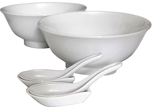 Two-pack ramen bowl set white lotus (japan import)