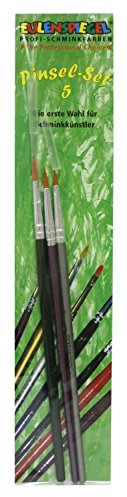 Eulenspiegel 955550 - Profi Pinsel-Set 5, 3 Kunstfaserpinsel, Schmink-Pinsel, Face- und Bodypainting