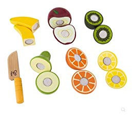 Hape Fresh Fruit Kitchen Playset | Award-Winning Wooden Pretend Play Food Set for Kids, Velcro Fruit Slices and Play Knife for Healthy Eating Habits