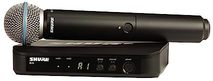 Shure BLX24/B58 UHF Wireless Mikrofonsystem - Perfekt für Kirche, Karaoke - 14-Stunden Akkulaufzeit, 100m Reichweite | Beinhaltet BETA 58A Handheld Vocal Mikrofon, Single Channel Empfänger | M17 Band