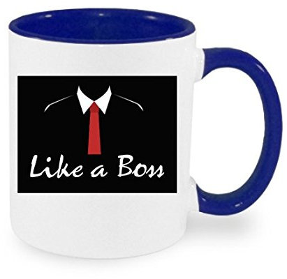 Like a boss Kaffeetasse mit Motiv, Tasse mit Druck, auch individuell mit Spruch, Foto, Wunschtext, Wunschname (Blau)