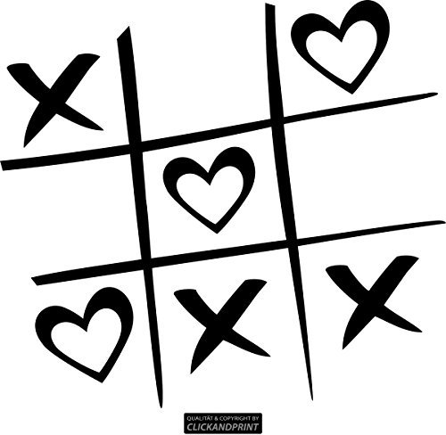 CLICKANDPRINT Aufkleber » Tic Tac Toe, 10x9,2cm, Schwarz • Wandtattoo/Wandaufkleber/Wandsticker/Wanddeko/Vinyl