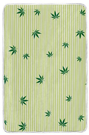 alaza Marihuana-Blatt von Cannabis mit Streifen Polyester Mikrofaser Wurfdecke 60 x 90 Leichtbau Gemütliche Couch Decke Bett Decke von My Daily
