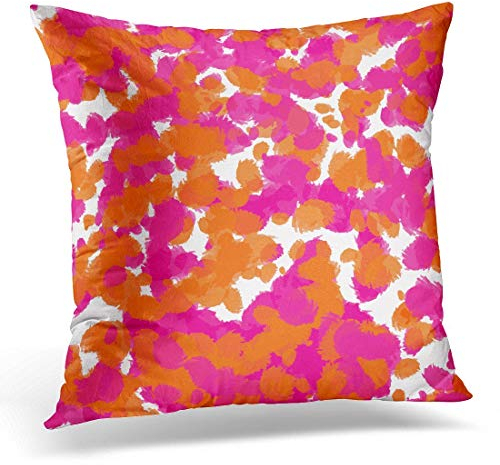 Jbralid Colore colorato Bold Girly Hot Pink Fucsia Arancione Vernice Vivace Federa Nascosto Cerniera Cotone Coperta Cuscino Cuscino 55,9 x 55,9 cm