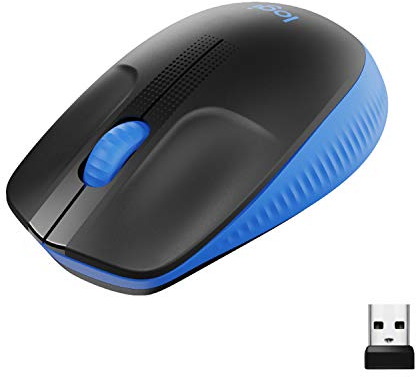 Logitech M190 Mouse Wireless, Design Ricurvo Ambidestro, Batteria fino a 18 Mesi con Funzione Risparmio Energia, Ricevitore USB, Cursore di Precisione, Rotella di Scorrimento, Blu