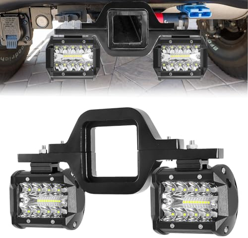 EBESTauto LED-Arbeitsleuchten für Anhängerkupplung, 10,2 cm, mit 6,3 cm Anhängerkupplungshalterungen für LKW, Anhänger, SUV, Pickup, passend für Dual-LED-Off-Road-Fahrkupplung, Lichtleiste