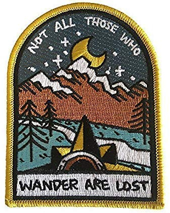 JERSS Aufnäher 'Not All Those Who Wander Are Lost' (Haken), 10.2 x 7.6 cm, Rechteckig, Haken Patch, Aufnäher