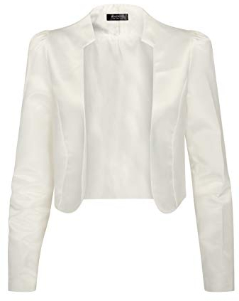 Bolerose Formale Raso a Maniche Lunghe Bolero Giacca (Avorio, XS)