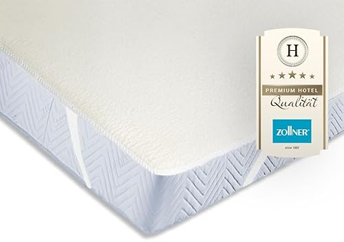 ZOLLNER 2er Set Matratzenschoner - Topper mit praktischen Eckgummis - für Allergiker geeignet – Baumwolle - waschbar bis 95°C - 160x200 cm - Hotelqualität