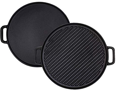 Parrilla reversible de hierro fundido de doble mango de 30,5 cm