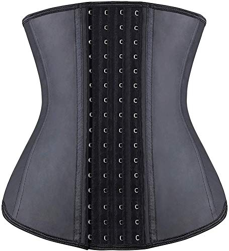 YIANNA Waist Trainer Damen Long Torso 4 Haken Korsett Taillenformer Underbust Corset Ftiness Korsage Bauch Weg Taillen Mieder Corsagen Schwarz XL 11211