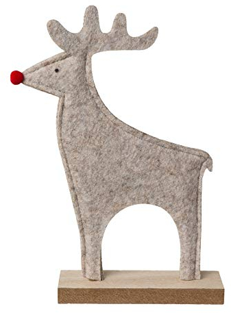 creativ home Filz ELCH auf Holzbase. Ca 21 cm. Deko Elche, Hirsch, Rentier. Art.:4319503-92