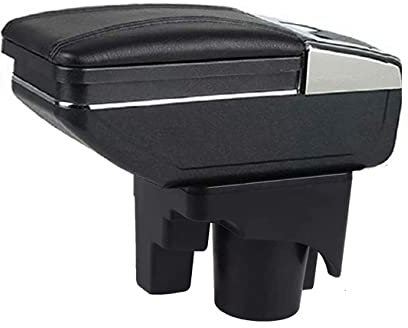 Bracciolo Auto per Volkswagen GOLF 6 2008-2012 - Poggia braccio per Auto in Pelle Nera con Posacenere e Vano Portaoggetti