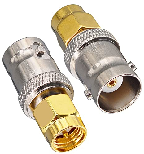 Boobrie BNC SMA Connettore 2 pezzi Coassiale SMA Maschio a BNC Femmina Adattatore Coassiale a bassa perdita per antenne HF, dispositivi WLAN, WLAN, radioamatori o palmari, scanner, SDR