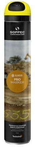 Soppec Yellow Line Marking Spray 750ml Temporary Pro Marker Paint Survey
