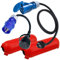 IntuiFlex CEE Juego de adaptadores de Camping con Cajas Protectoras 1,5/0,3m - Cable Adaptador Schuko Macho y Caja de Cables (3 x 2,5 mm², 230 V, 16 A, 1,5 m, 0,3 m), Rojo, IP44, Cable Autocaravana