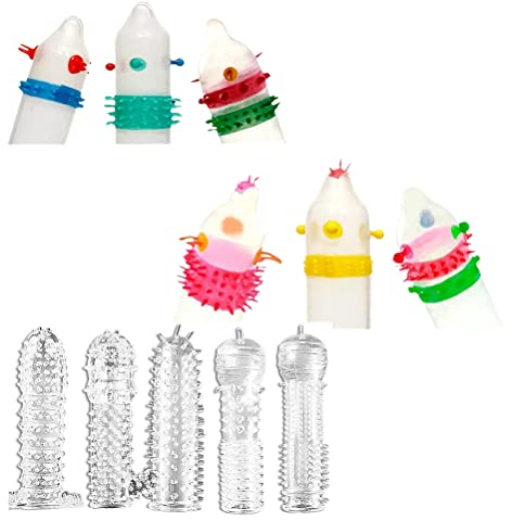 Kondome, Besonders Empfindlich Spike Kondom Adult Sex G-Punkt stimulieren Condom (Packung mit 10 verschiedenen Design) (B)