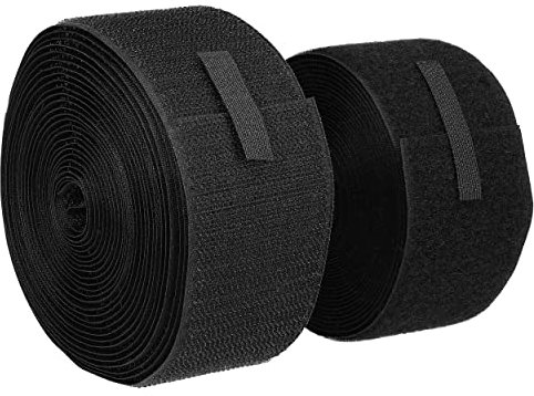mumbi Klettband zum Nähen, Klett bestehend aus Haken und Flausch zum Aufnähen, Klettverschluss 50mm x 5 Meter, Schwarz