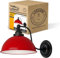 LEDSone Industrielle Wandleuchte Vintage Retro Eisen Lampenschirm E27 Deckenleuchte Wandlampe Innenbeleuchtung für Küche Esszimmer Schlafzimmer Restaurant Bar (Rot)