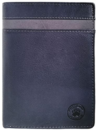 Frédéric Johns Portefeuille Homme - Grand Portefeuille - Portefeuille Cuir Veritable - Porte Carte Homme Cuir Modèle World (Bleu)