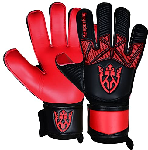 Keeperking Torwarthandschuhe Kinder Jugend Erwachsene Fußballhandschuhe ohne fingersave 4mm Vorhand (9, B-Rot)