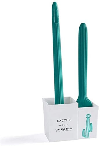 Habiba Brosse de toilette créative en forme de cactus - Deux brosses pour cuvette de toilette avec base en plastique - Nettoyage en profondeur polyvalent