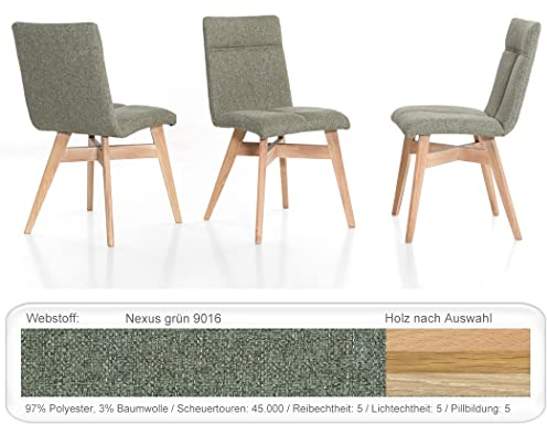 eleganter Polsterstuhl Aranel mit Schwingrücken Esszimmerstuhl Massivholzstuhl Küchenstuhl Verschiedene Varianten, Holzart:Eiche Natur geölt, Bezugstoff:Nexus Gruen