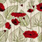 Mohnblumen-Polsterstoff für Stühle, rote Blumenblätter, Outdoor-Stoff, Meterware, schicker, rustikaler botanischer Dekorationsstoff für Polster und Heimwerkerprojekte, 184 x 150 cm, Farngrün