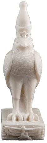 Generic Antiker ägyptischer Falke Vogelgott Horus Statue, weißer Marmor, Tischplatte, 21 cm H x 13 cm T x 6,5 cm B