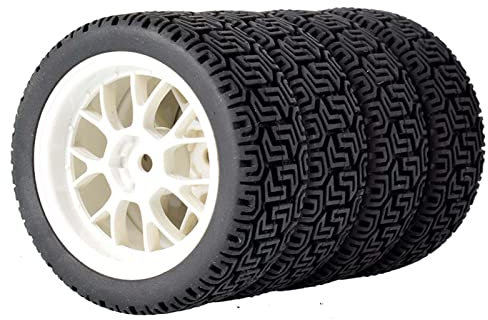 KEEDA 4 Stück 68mm Reifen Gummireifen und Kunststoffräder für 1:10 RC On Road Car Tamiya HSP HPI Kyosho 1/16 RC Rally Auto (Weiß)