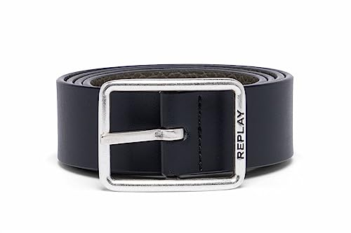 Replay Herren Gürtel aus Kunstleder, Black + Military Green 1193 (Mehrfarbig), 95
