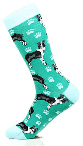 Bunte Baumwollsocken, bequem, lustig, Unisex, Hundemuster, Border Collie, Large
