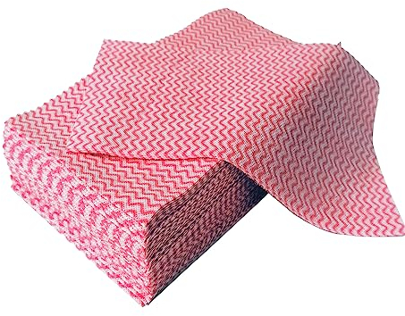 Peachicha Disposable J Cloths Reusable Dish Cloths All Purpose Cleaning Cloths Kitchen Towels Soft and Absorbent Jay Cloths,Pack of 50 Pcs, Red