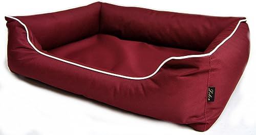 Lebon - Hundebett Paula - 3 Größen - Schwarz - Bordeaux - Türkis - Robust und wasserabweisend - Waschbar - Made IN EU (XL, Bordeaux)