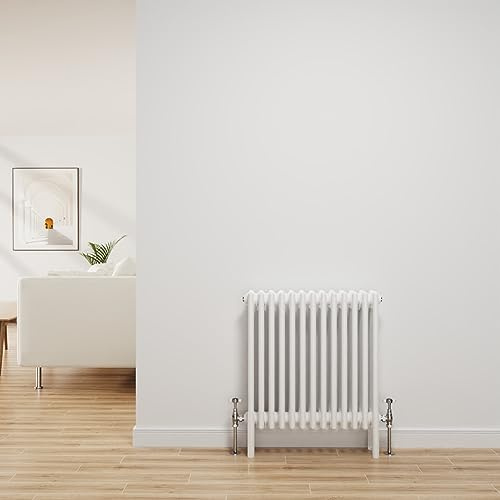 NRG Radiateur traditionnel en fonte blanc brillant 4 colonnes chauffage central radiateurs de salle de bain radiateurs 600 x 605 mm
