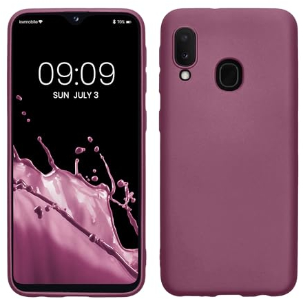kwmobile Case kompatibel mit Samsung Galaxy A20e Hülle - Schutzhülle aus Silikon metallisch schimmernd - Handyhülle Metallic Lavendel
