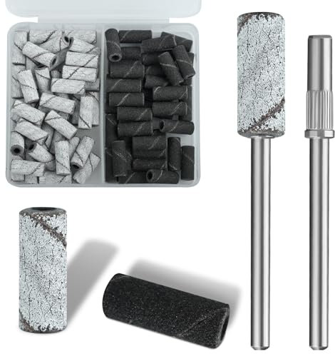 Vnjaoi 80 Pcs 3mm Small Sanding Bands with 2Pcs Small Mandrel Bit for Nail Drill, Upgrade Design Mini Nail Sanding Bands for Acrylic Nails Gel Removing Shaping, Manicure Nail Salon Use (150# 240#)